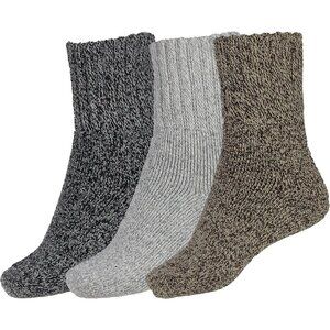 BenSorts Women 3 Packs Black Brown Gray Winter Thick Warm Polyester Boots Socks